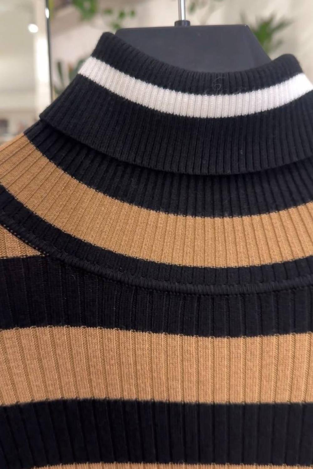 Camel golf shirt with black stripes FW20-005-K-Realiz