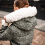Sheepskin coat in grey color