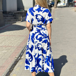 White-blue summer midii dress