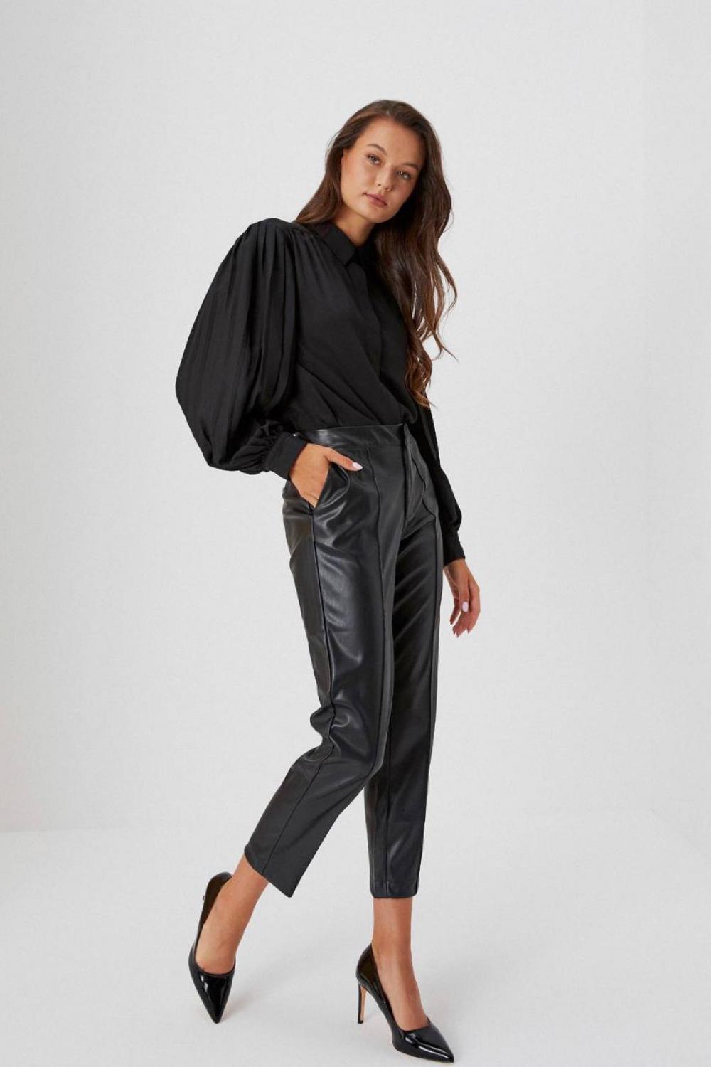 Pants women's black eco-leather Z-SP-3618 MOODO