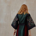 Embroidered blue-green dress Gelena EMBROIDERED GEM