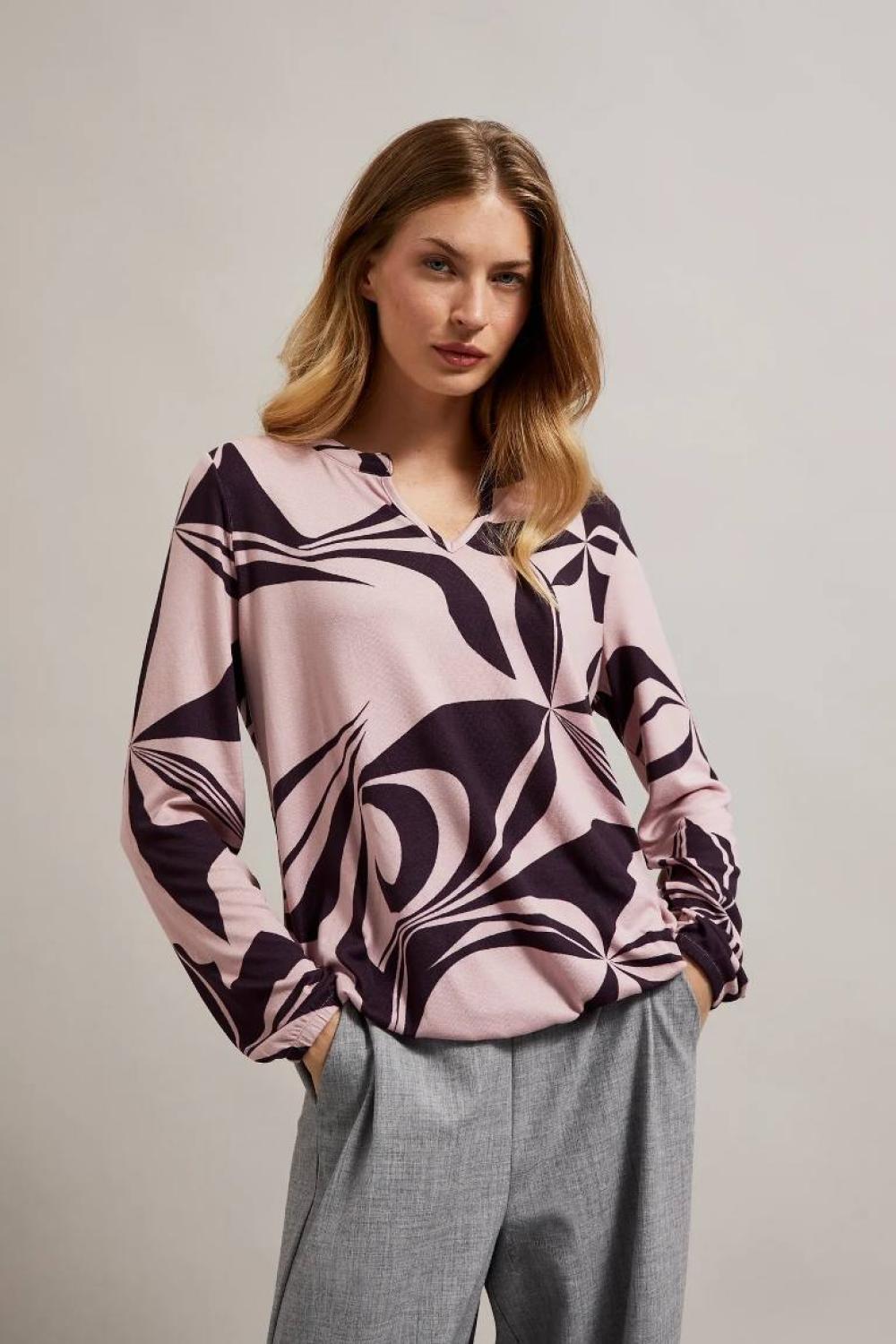 pink printed sweater
