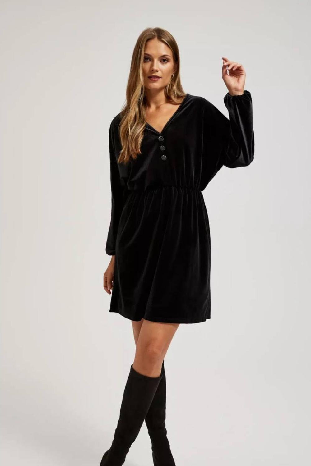 Black velor mini dress