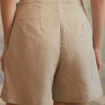 Linen shorts in taupe color