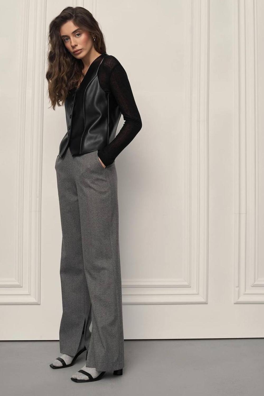 Women's palazzo pants grey with added wool