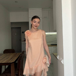 Short peach-colored party dress peach_dress
