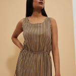 Striped beige dress Moodo L-SU-4057