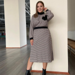 Petro Soroka knitted beige checkered dress