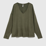 A olive sweater
