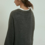 Loose dark gray wool jumper