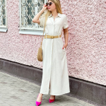 Beige linen dress