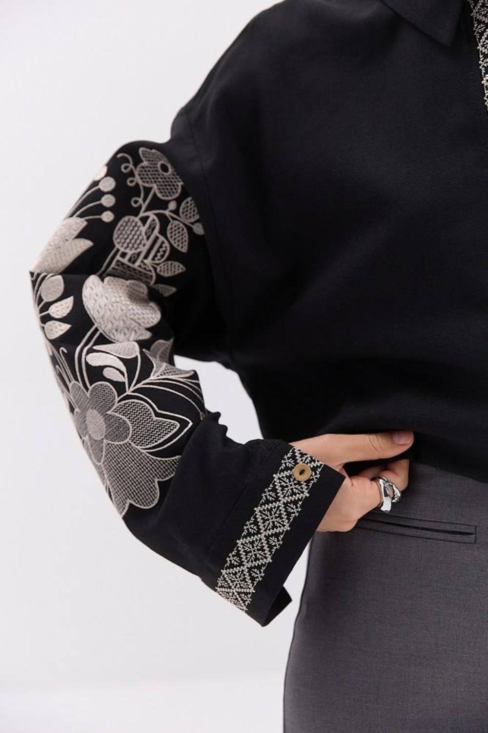 Black embroidery with gold