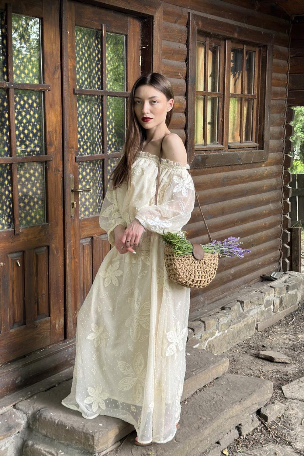 Chiffon dress with embroidery 07061 MAXA