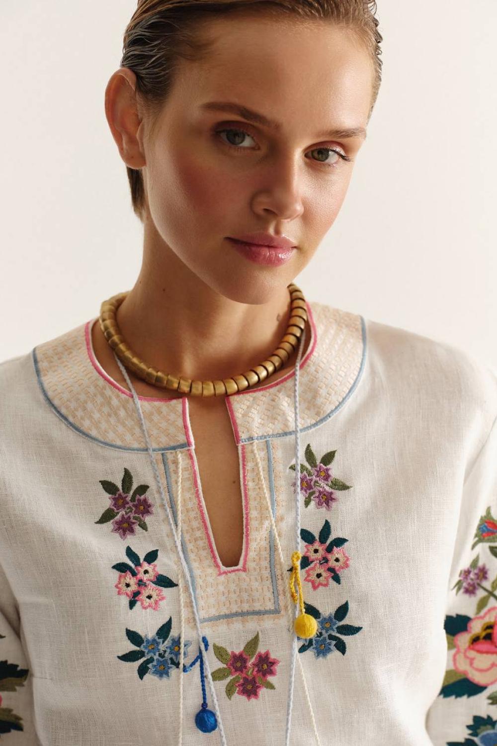 Women's embroidered linen shirt