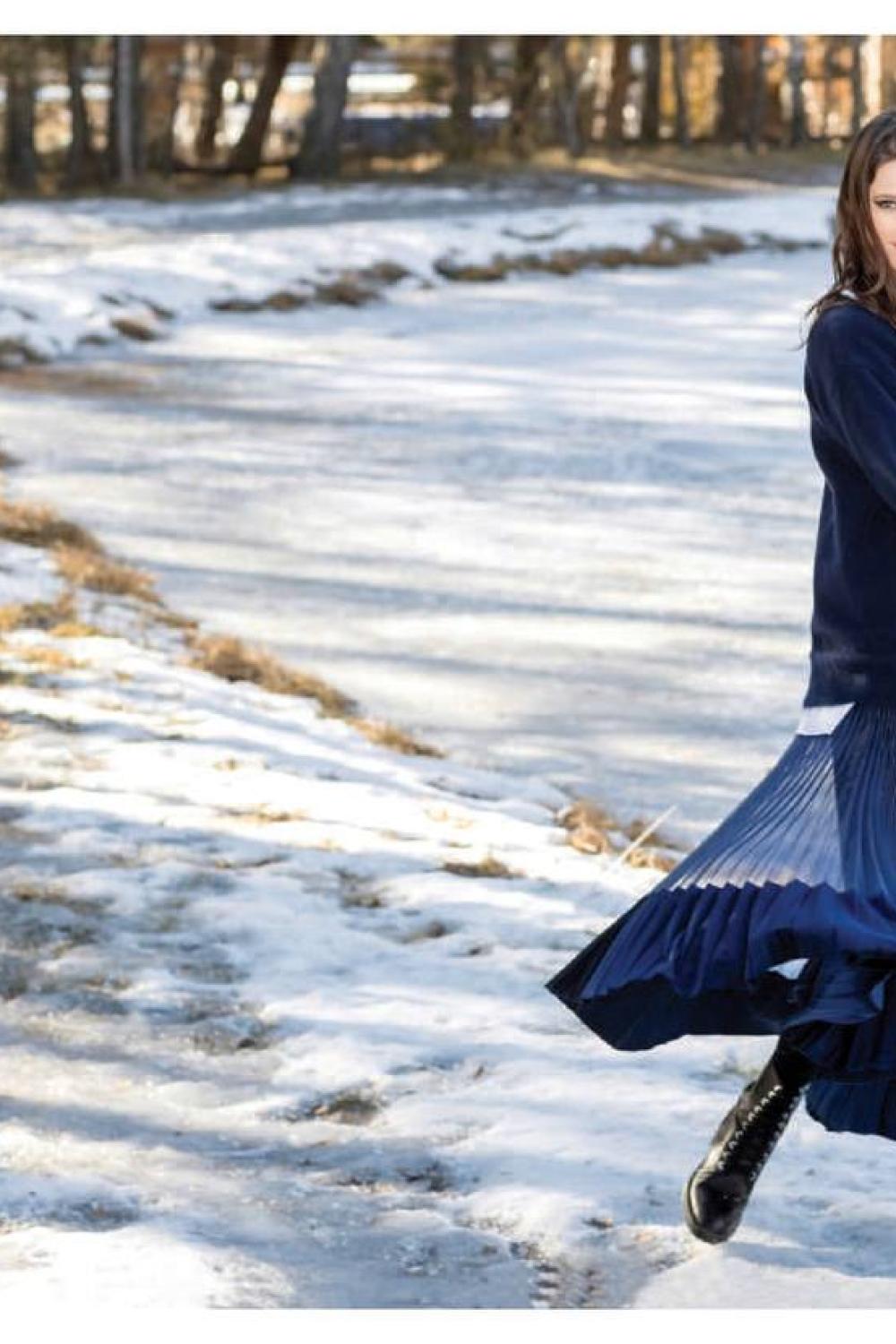 Blue pleated skirt SANIZA-K-Realiz