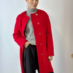 Women's demi-season red woolen coat Mirella moda