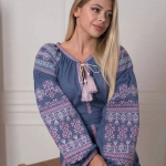 Сукня-вишиванка джинсового кольору