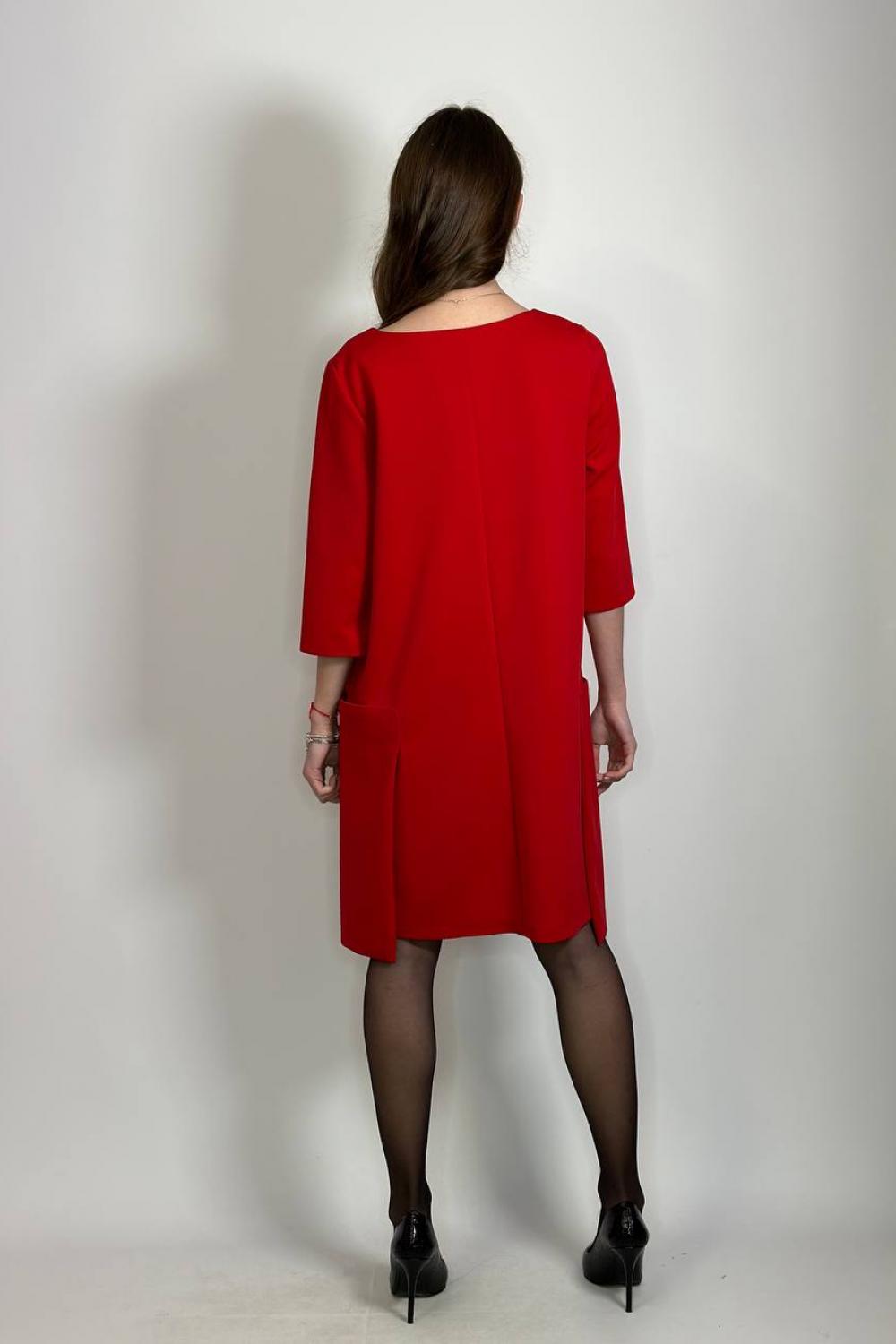 Red dress with a flower woman fashion