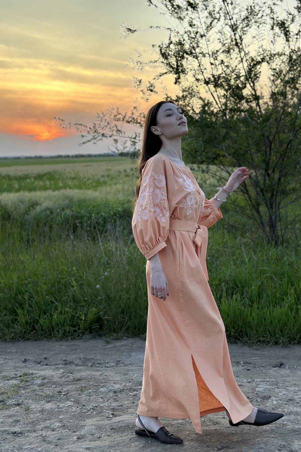 Women's orange MAXA embroidered dress