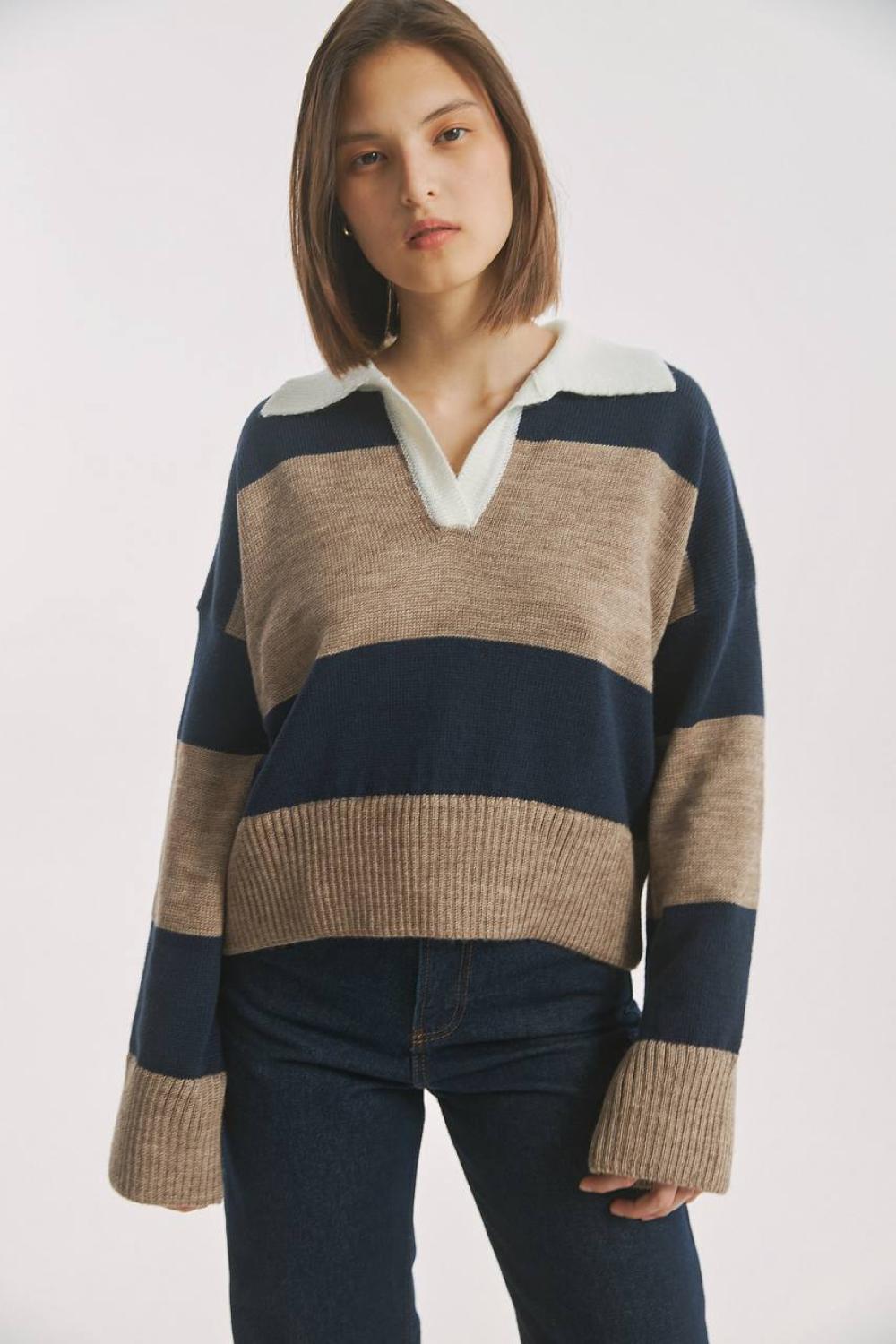 Blue striped wool jumper