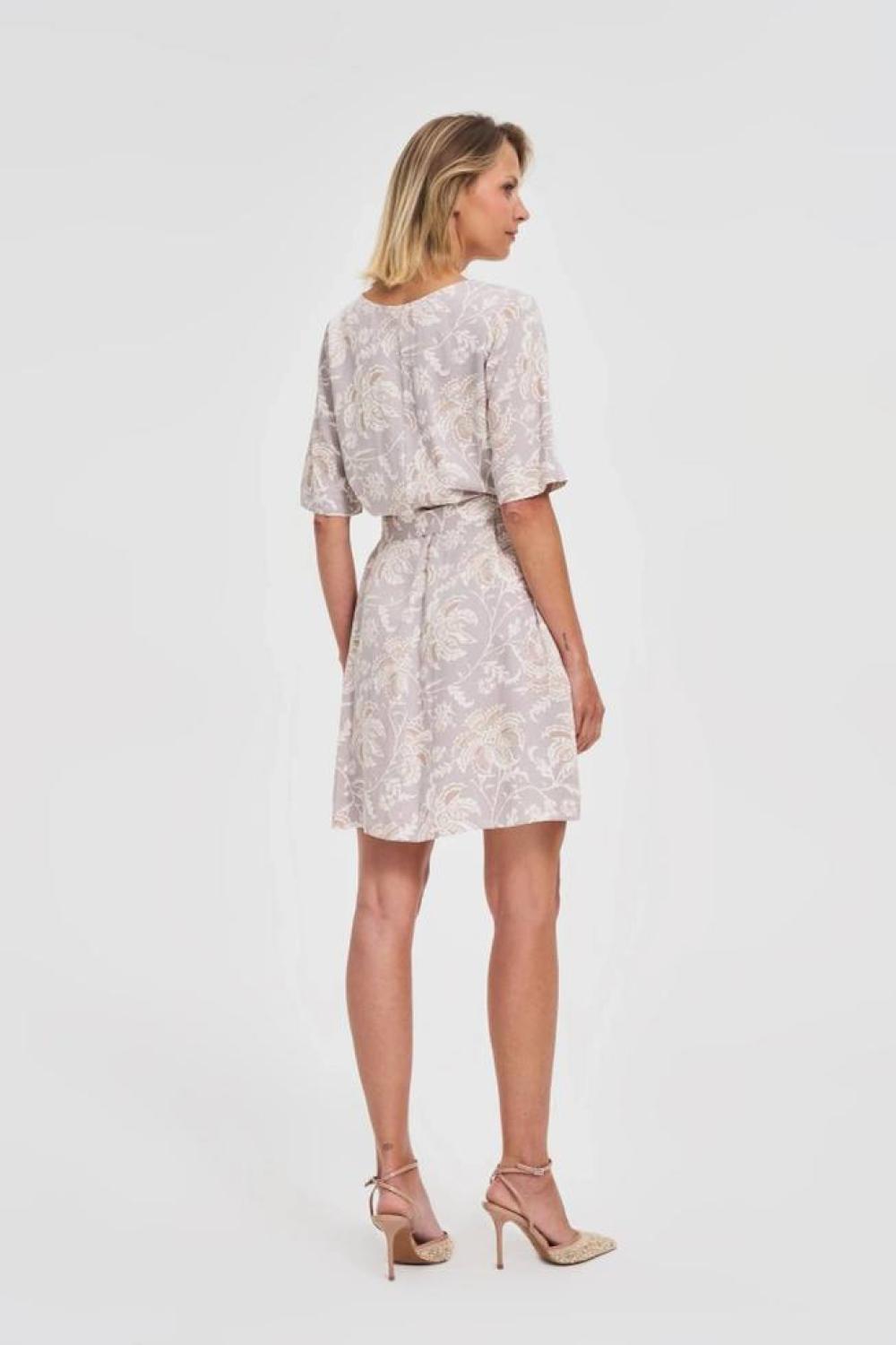 Beige printed summer dress
