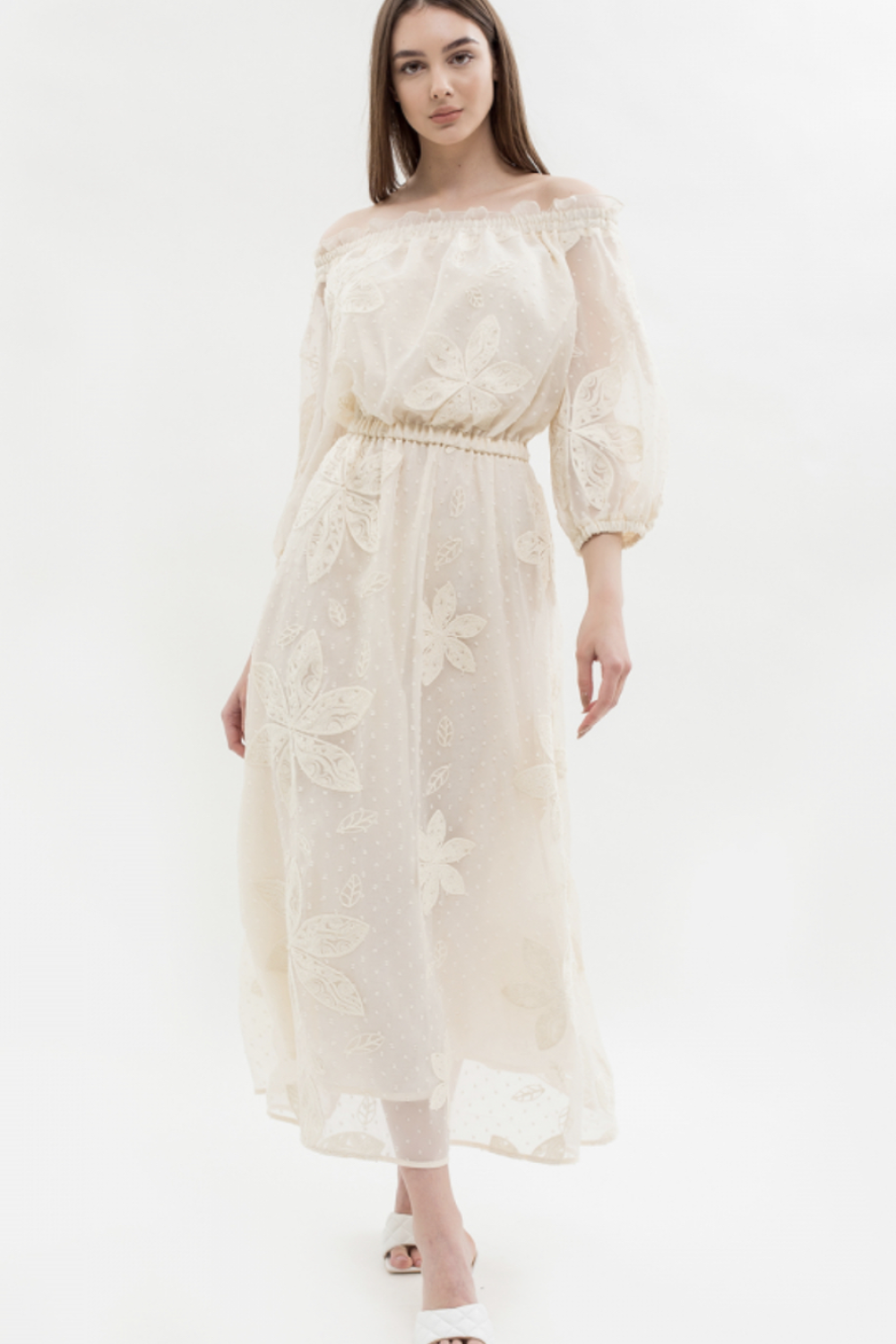 Chiffon dress with embroidery 07061 MAXA