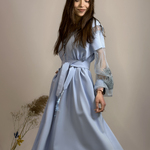 Сукня блакитна з ажурними рукавами Hardy 943