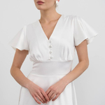 White satin midi dress