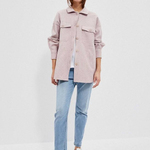 Shirt jacket with a button fastening.