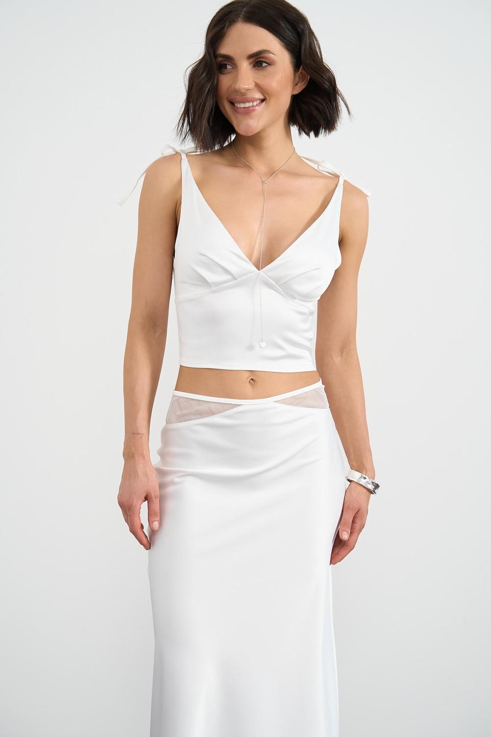 Cream top with silk straps