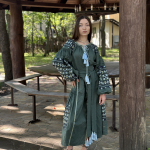 Women's linen embroidered dress Smaragd EMBROIDERED GEM