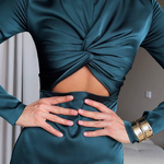 Long green dress with slit 496_smaragd