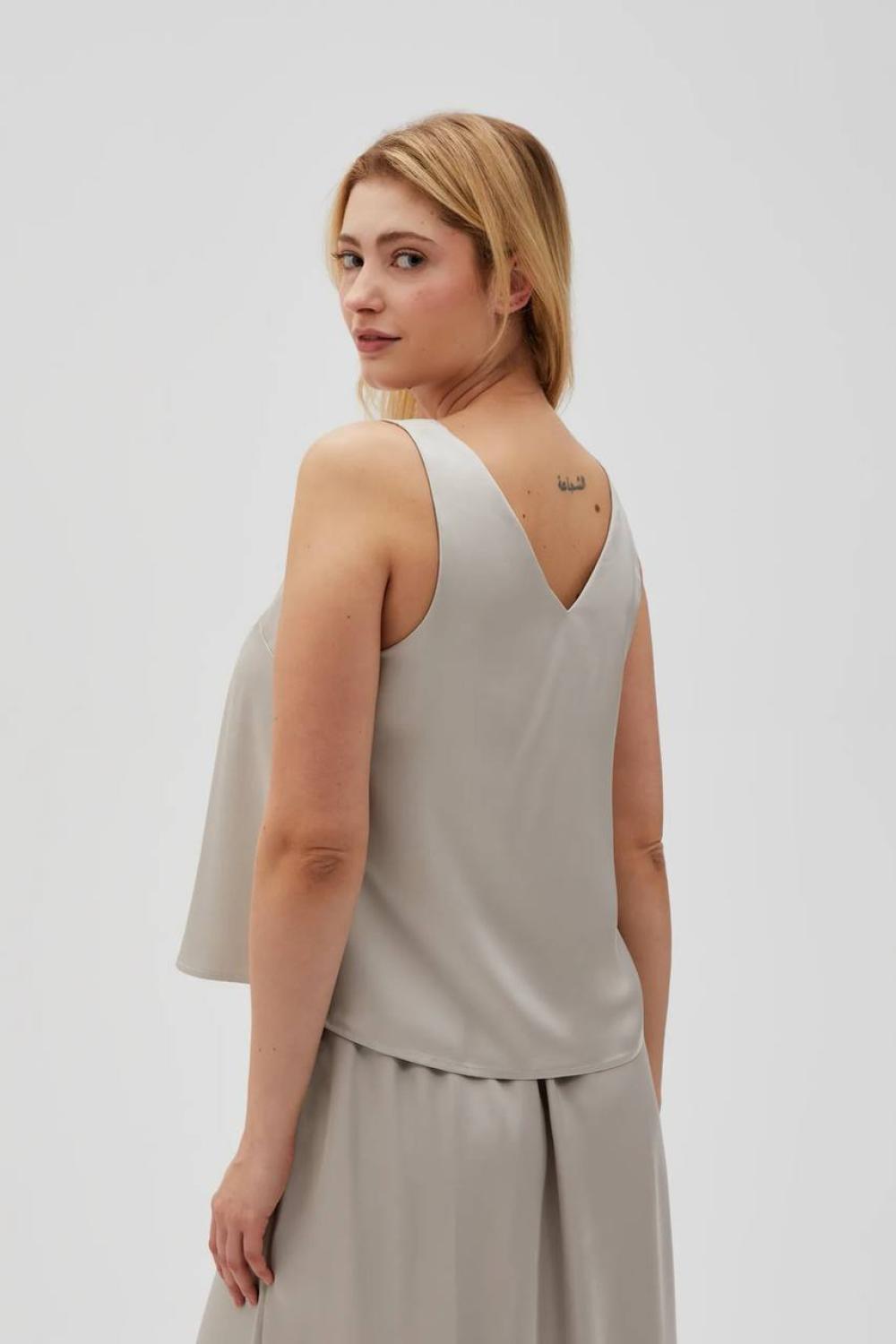 Beige silk top