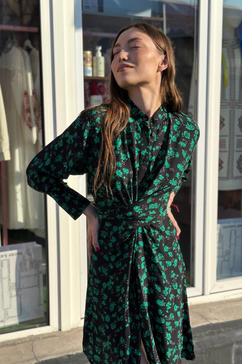 Dress with green print 18AH551 YUKA PARIS