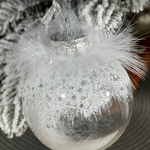 Christmas tree ball with white feathers