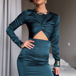 Long green dress with slit 496_smaragd