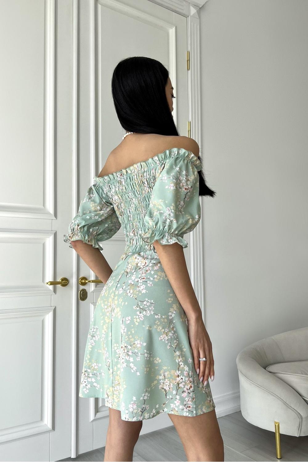 Mini dress olive in floral print Larionoff