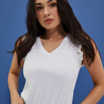 T-shirt white with a frill L-TS-4029 Moodo
