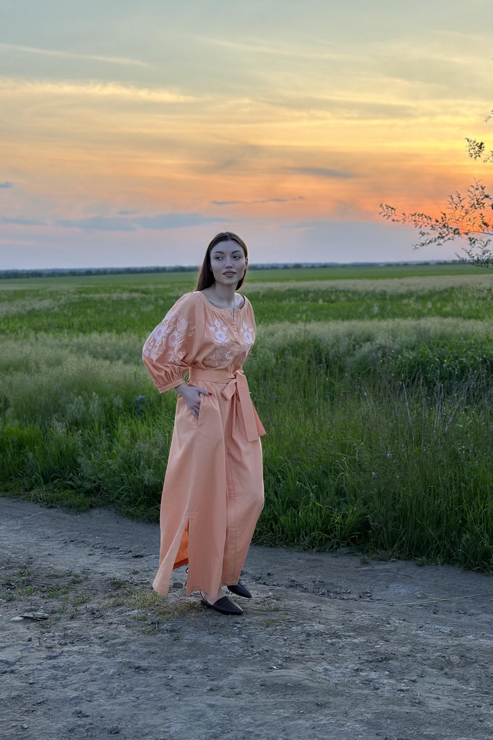 Women's orange MAXA embroidered dress