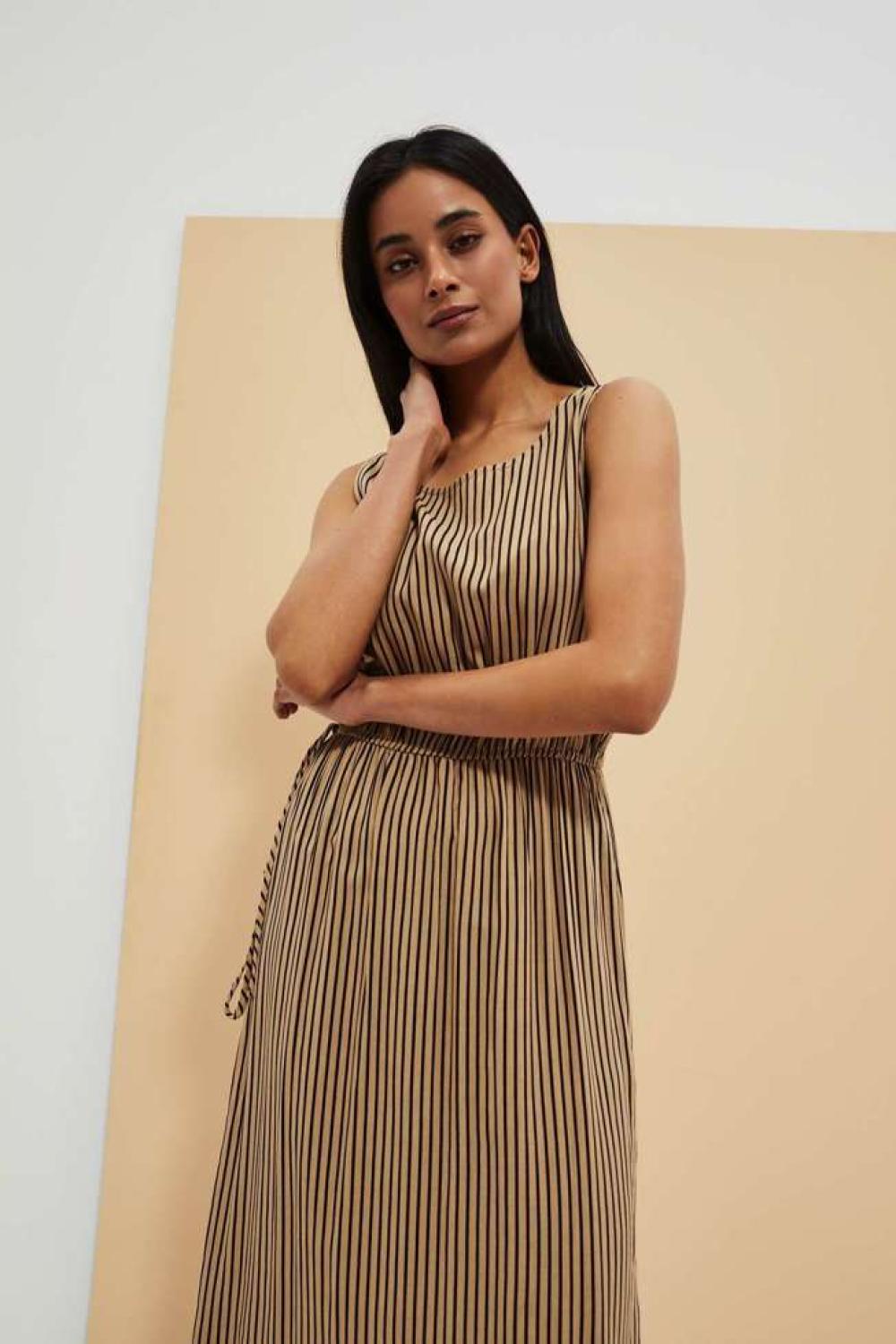 Striped beige dress Moodo L-SU-4057