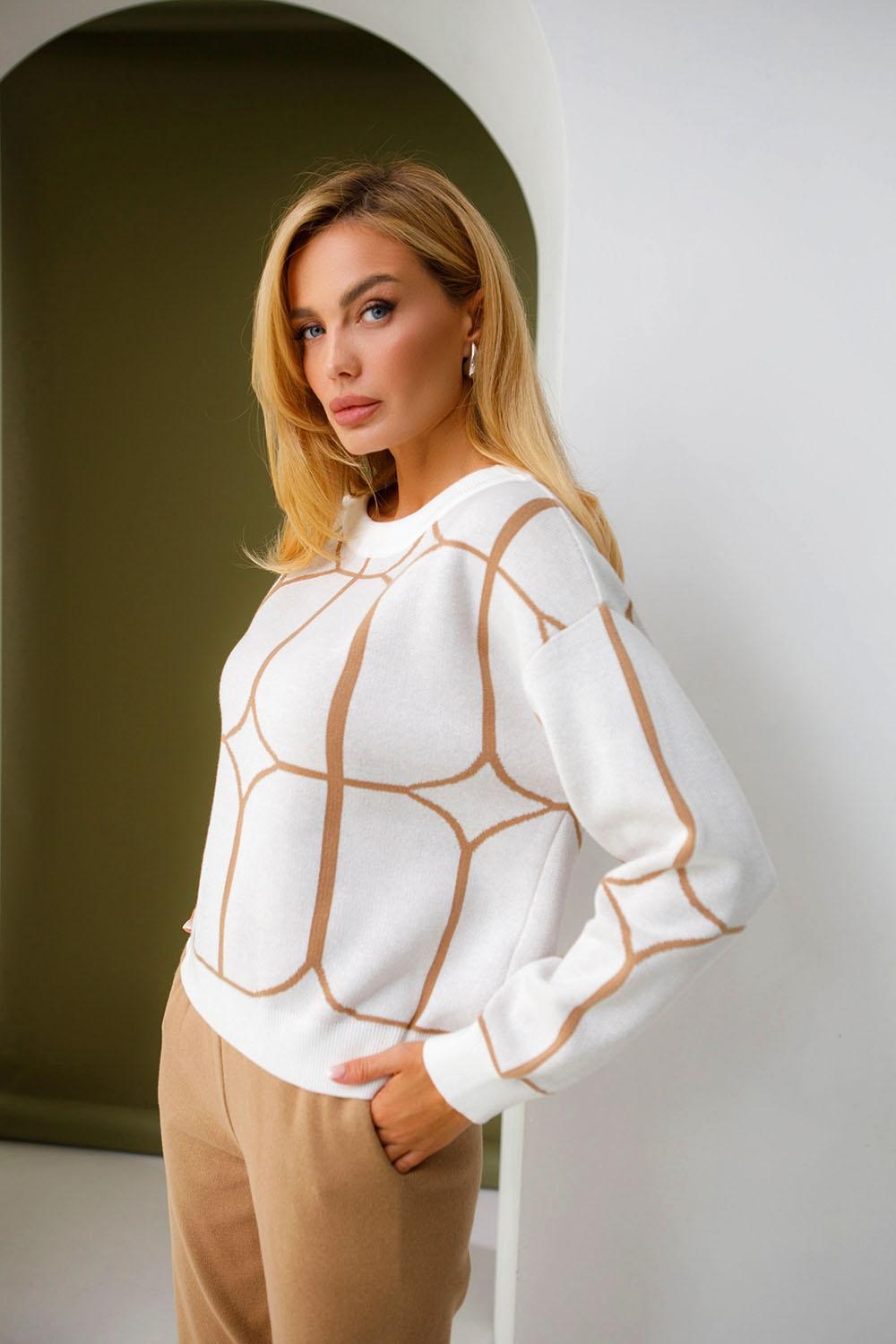 Women's milk jumper with pattern 2510 BELLISE