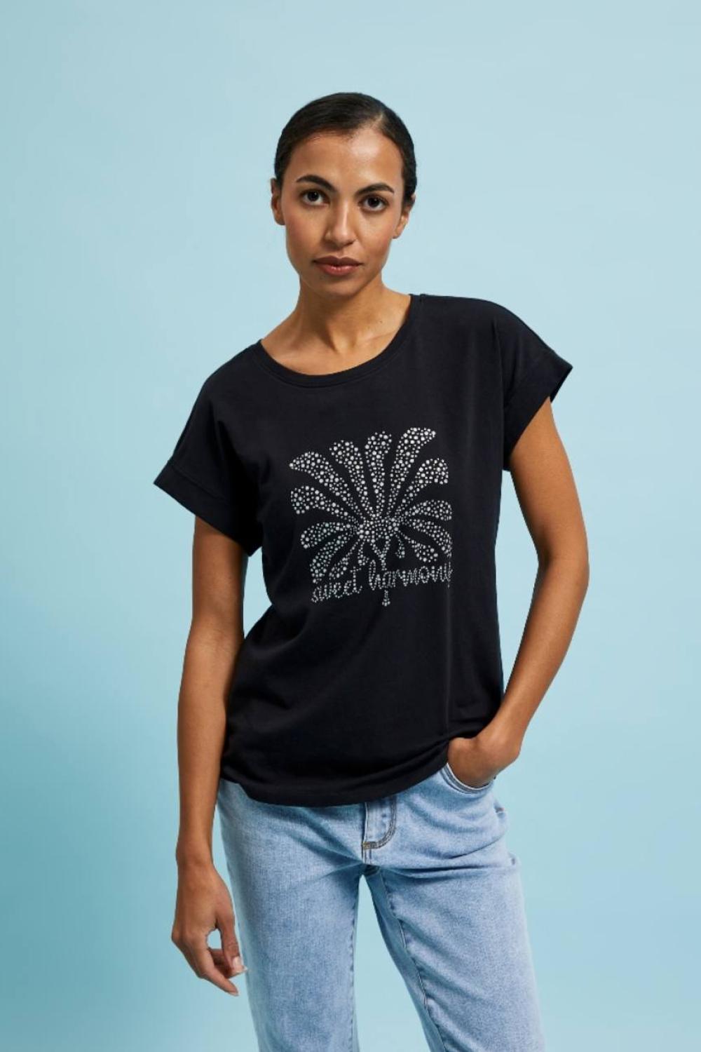 Black T-shirt printed MOODO