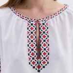 Women's white embroidered shirt with red and black embroidery Bandera