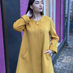Пальто жіноче демісезонне з вовни жовте Mirella moda