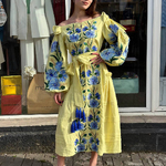 Custom embroidered yellow-blue FREE dress EMBROIDERED GEM