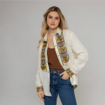 Women's embroidered blouse with 100% linen Kositsi