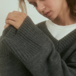 Loose dark gray wool jumper