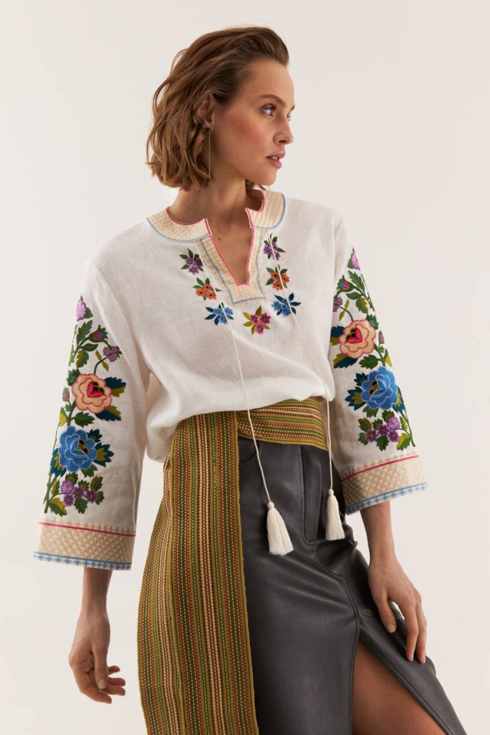 Women's embroidered linen shirt