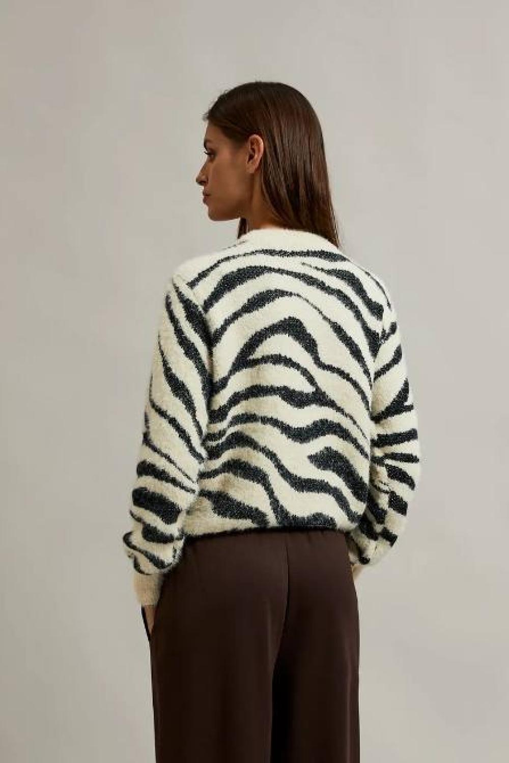A women's jumper with a geometric pattern