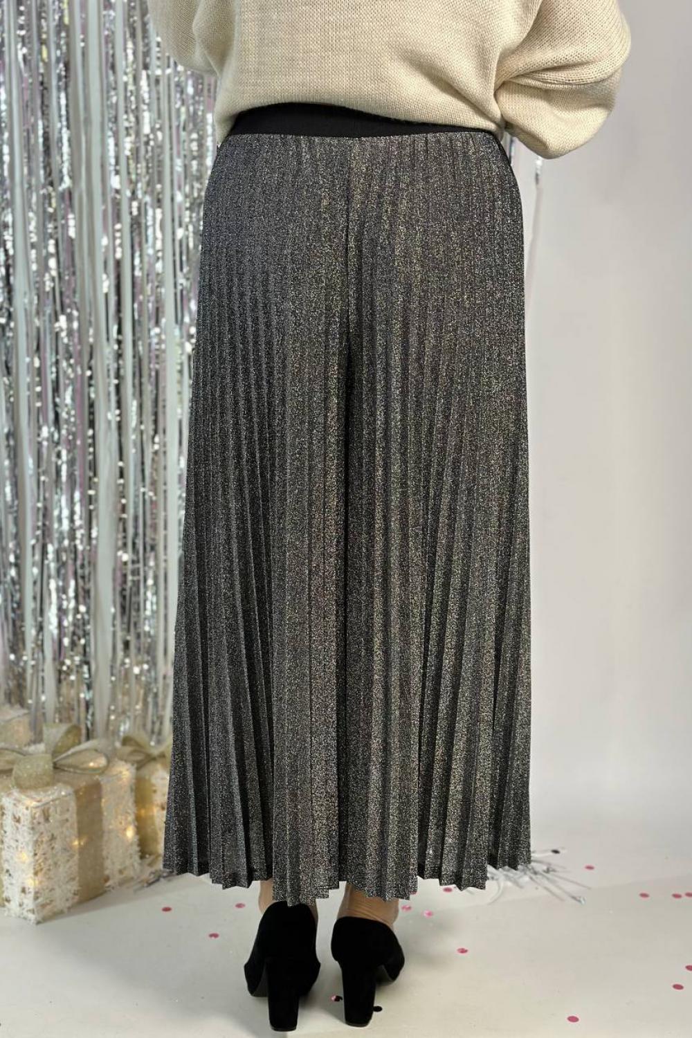 Pleated silver trousers-skirt with lining. Denmark